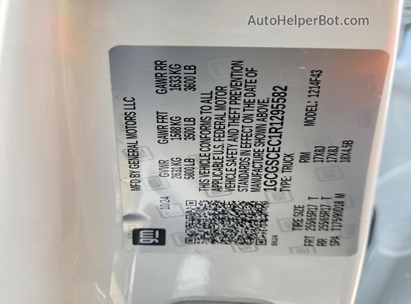 1GCGSCEC1R1295582 2024 CHEVROLET COLORADO White VIN კოდის სტიკერის ხედი