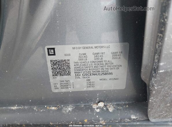 1GCGSCEN4J1258595 2018 CHEVROLET COLORADO Gray ძრავის განყოფილების ხედი