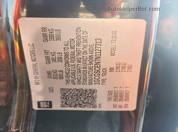 1GCGSCEN7N1127313 2022 CHEVROLET COLORADO Black Vista del compartimento del motor
