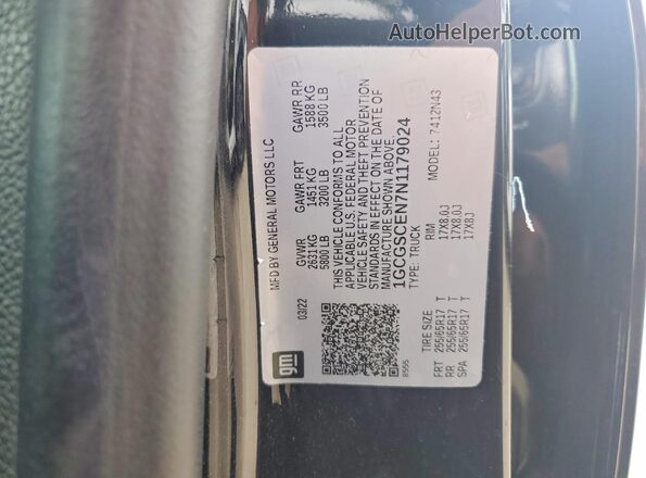 1GCGSCEN7N1179024 2022 CHEVROLET COLORADO Черный Вид подкапотного пространства