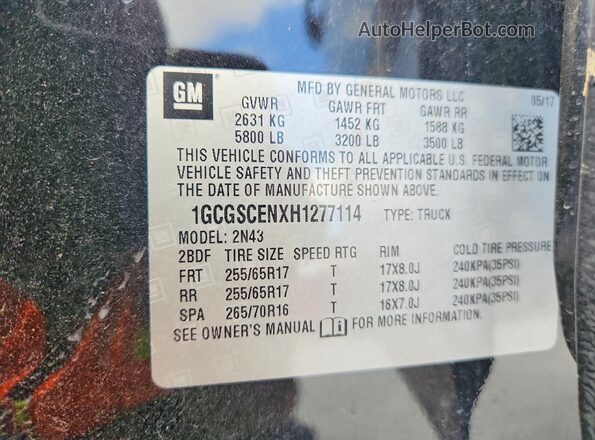 1GCGSCENXH1277114 2017 CHEVROLET COLORADO Черный Вид подкапотного пространства