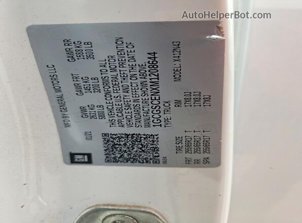 1GCGSCENXM1208644 2021 CHEVROLET COLORADO White Engine compartment view