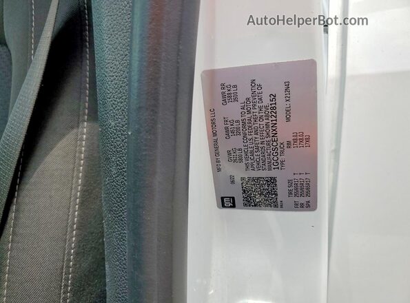 1GCGSCENXN1228152 2022 CHEVROLET COLORADO White Вид підкапотного простору