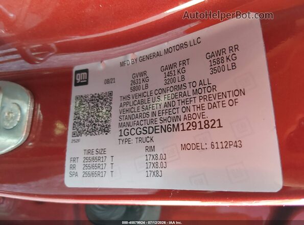 1GCGSDEN6M1291821 2021 CHEVROLET COLORADO Burgundy Engine compartment view