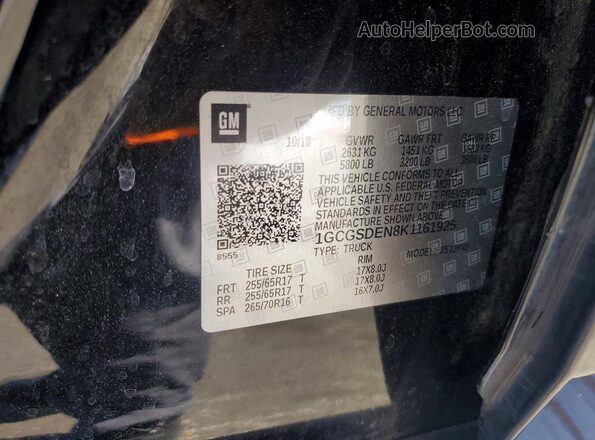 1GCGSDEN8K1161925 2019 CHEVROLET COLORADO Black ძრავის განყოფილების ხედი