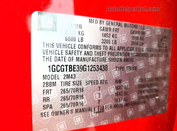 1GCGTBE39G1253438 2016 CHEVROLET COLORADO Red Вид підкапотного простору