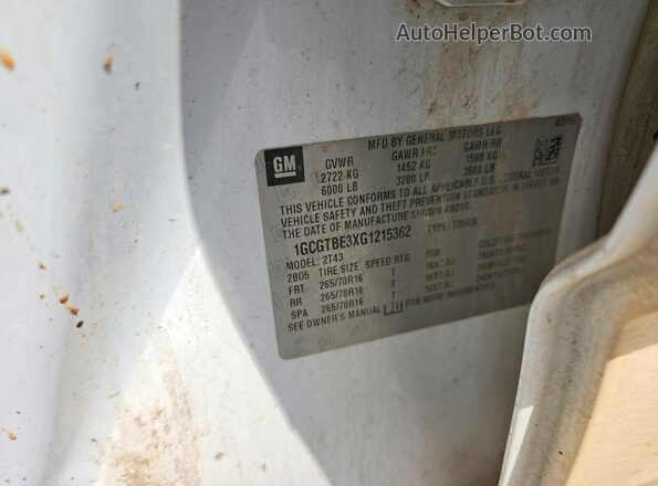 1GCGTBE3XG1215362 2016 CHEVROLET COLORADO White Engine compartment view