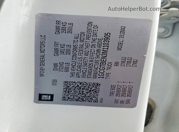 1GCGTBEN3M1103905 2021 CHEVROLET COLORADO White Շարժիչի բաժամունքի տեսք