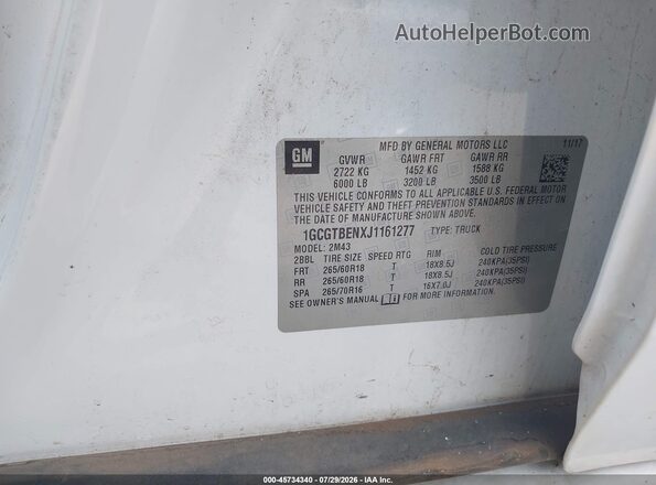 1GCGTBENXJ1161277 2018 CHEVROLET COLORADO Белый Вид подкапотного пространства