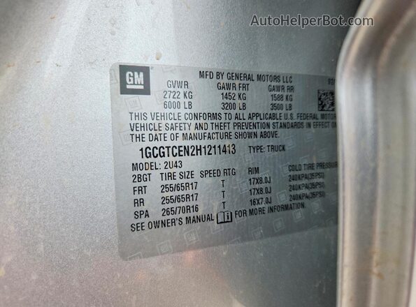 1GCGTCEN2H1211413 2017 CHEVROLET COLORADO Silver Vista del compartimento del motor