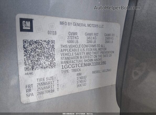 1GCGTCEN4K1108386 2019 CHEVROLET COLORADO Light Blue Vista del compartimento del motor