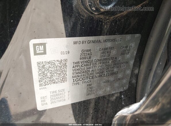 1GCGTCEN4K1218967 2019 CHEVROLET COLORADO Black Widok komory silnika