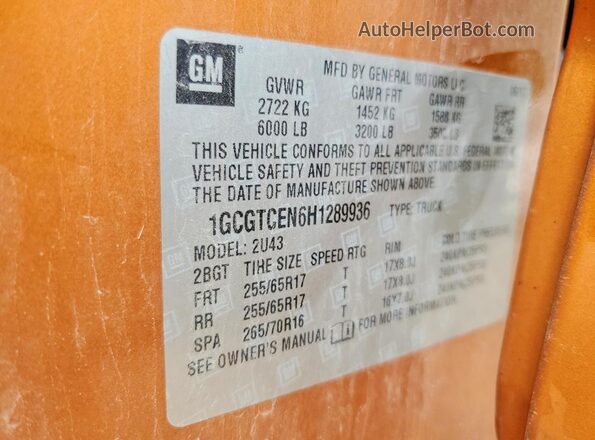1GCGTCEN6H1289936 2017 CHEVROLET COLORADO Gold Vista del compartimento del motor