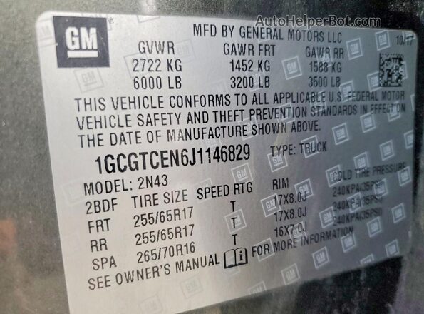 1GCGTCEN6J1146829 2018 CHEVROLET COLORADO Green Vista del compartimento del motor