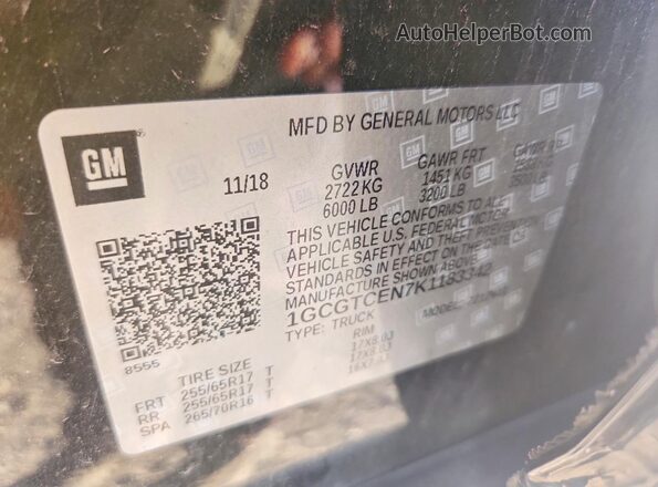 1GCGTCEN7K1183342 2019 CHEVROLET COLORADO Black Вид підкапотного простору