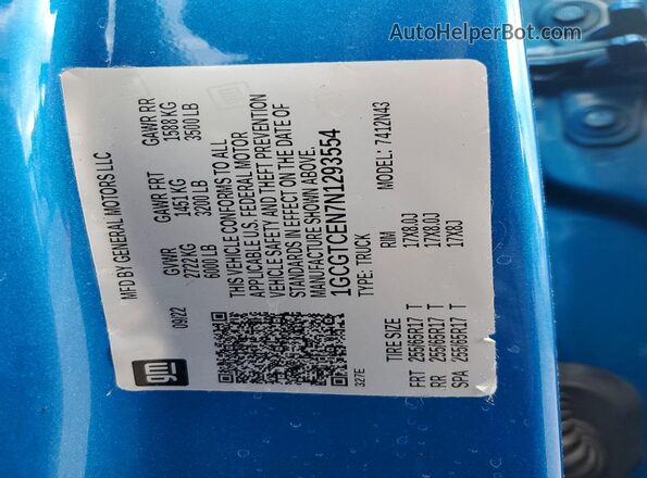 1GCGTCEN7N1293554 2022 CHEVROLET COLORADO Blue Widok komory silnika