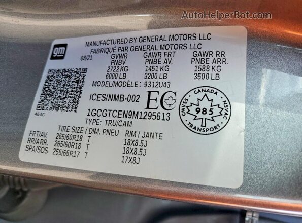 1GCGTCEN9M1295613 2021 CHEVROLET COLORADO Gray Engine compartment view