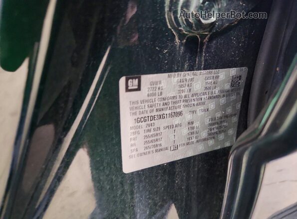 1GCGTDE3XG1167096 2016 CHEVROLET COLORADO Green ძრავის განყოფილების ხედი