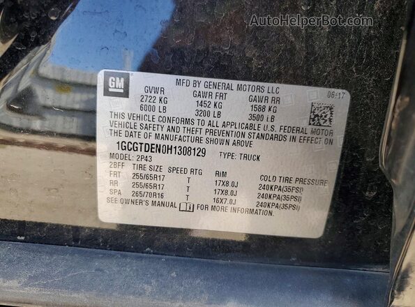 1GCGTDEN0H1308129 2017 CHEVROLET COLORADO Black Շարժիչի բաժամունքի տեսք