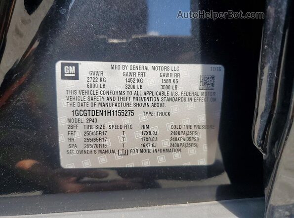 1GCGTDEN1H1155275 2017 CHEVROLET COLORADO Black Widok komory silnika