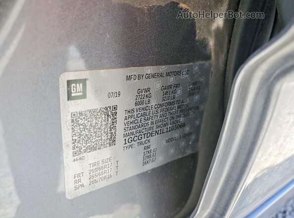 1GCGTDEN1L1105064 2020 CHEVROLET COLORADO Gray Widok komory silnika