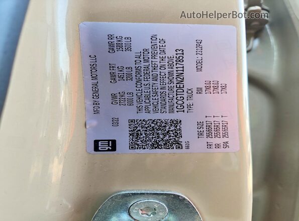 1GCGTDEN2N1178513 2022 CHEVROLET COLORADO Tan Вид підкапотного простору
