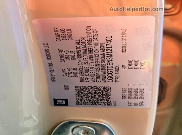 1GCGTDEN3M1217401 2021 CHEVROLET COLORADO Желто-коричневый Вид подкапотного пространства