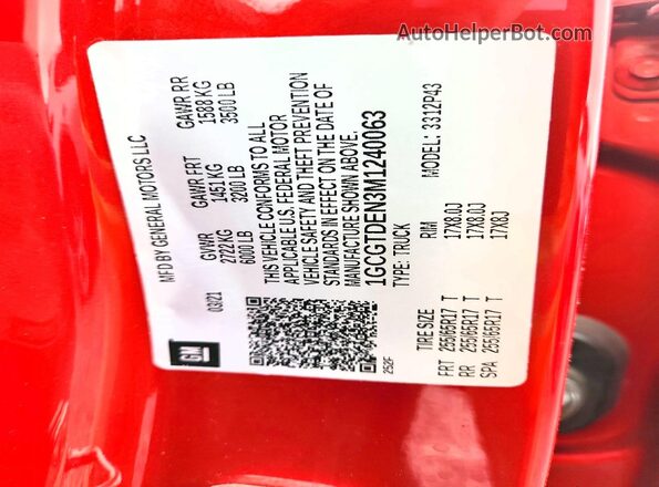 1GCGTDEN3M1240063 2021 CHEVROLET COLORADO Burgundy ძრავის განყოფილების ხედი