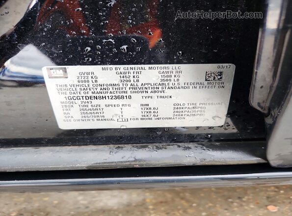 1GCGTDEN8H1236810 2017 CHEVROLET COLORADO Black Вид підкапотного простору