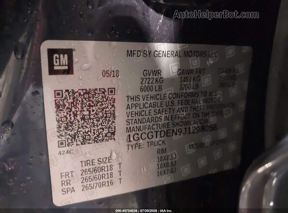 1GCGTDEN9J1298058 2018 CHEVROLET COLORADO Синий Вид подкапотного пространства