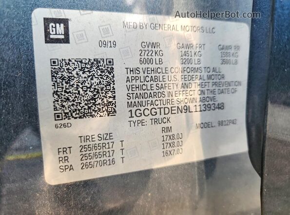 1GCGTDEN9L1139348 2020 CHEVROLET COLORADO Charcoal Вид підкапотного простору