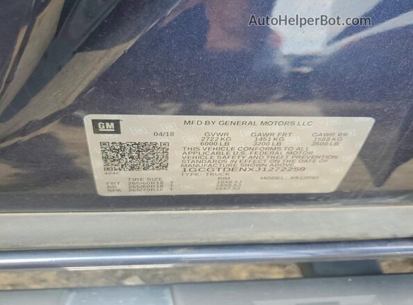 1GCGTDENXJ1272259 2018 CHEVROLET COLORADO Blue Շարժիչի բաժամունքի տեսք