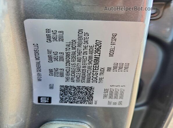 1GCGTEEN9M1296207 2021 CHEVROLET COLORADO Gray Շարժիչի բաժամունքի տեսք