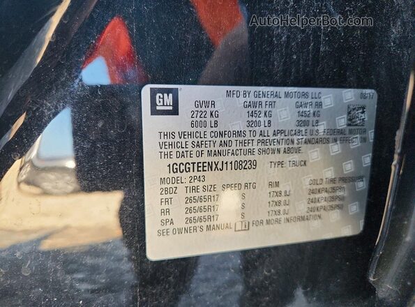 1GCGTEENXJ1108239 2018 CHEVROLET COLORADO Black Engine compartment view