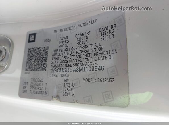 1GCHSBEA8M1109946 2021 CHEVROLET COLORADO White Շարժիչի բաժամունքի տեսք