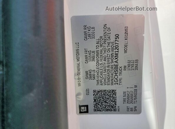 1GCHSBEAXM1207750 2021 CHEVROLET COLORADO Белый Вид подкапотного пространства