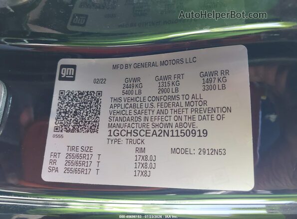 1GCHSCEA2N1150919 2022 CHEVROLET COLORADO Black Engine compartment view