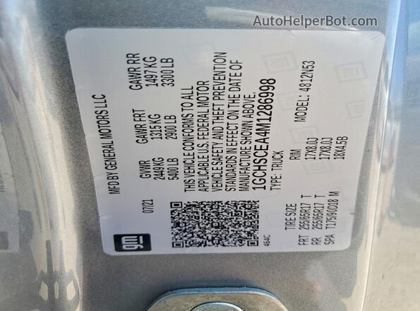 1GCHSCEA4M1286998 2021 CHEVROLET COLORADO Gray ძრავის განყოფილების ხედი