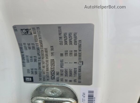 1GCHSCEA7G1260304 2016 CHEVROLET COLORADO White Շարժիչի բաժամունքի տեսք