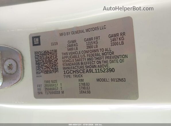 1GCHSCEA9L1152390 2020 CHEVROLET COLORADO White Widok komory silnika