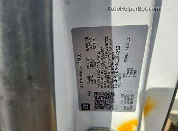 1GCHSCEAXN1197213 2022 CHEVROLET COLORADO White Вид підкапотного простору