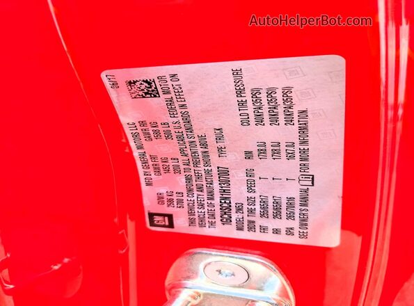 1GCHSCEN1H1307007 2017 CHEVROLET COLORADO Красный Вид подкапотного пространства
