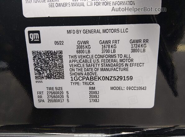 1GCPABEK0NZ529159 2022 CHEVROLET SILVERADO Black Շարժիչի բաժամունքի տեսք