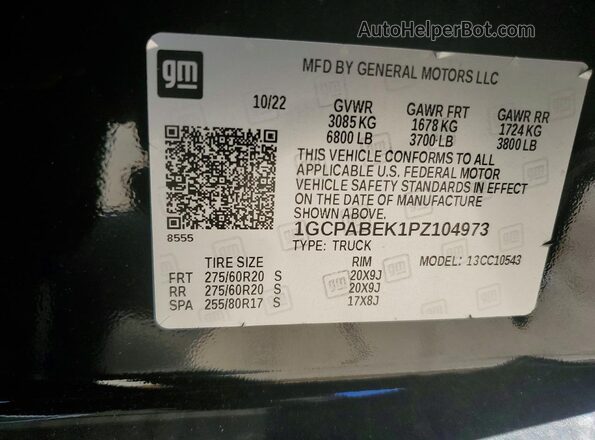 1GCPABEK1PZ104973 2023 CHEVROLET SILVERADO Black Engine compartment view
