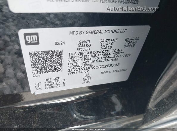 1GCPABEK1RZ268792 2024 CHEVROLET SILVERADO Black Engine compartment view