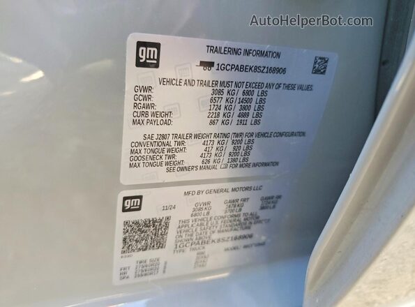 1GCPABEK8SZ168906 2025 CHEVROLET SILVERADO Gray Vista del compartimento del motor