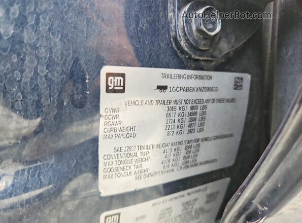 1GCPABEKXNZ590633 2022 CHEVROLET SILVERADO Blue Vista del compartimento del motor