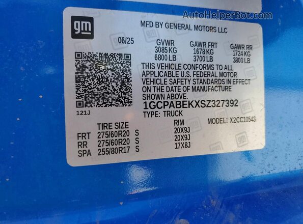 1GCPABEKXSZ327392 2025 CHEVROLET SILVERADO Blue Շարժիչի բաժամունքի տեսք