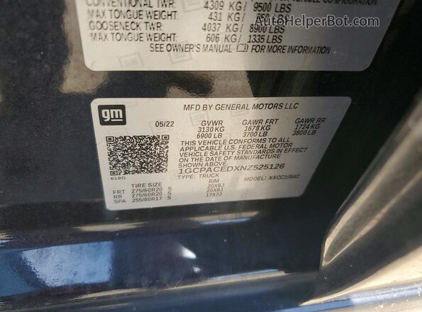 1GCPACEDXNZ525126 2022 CHEVROLET SILVERADO Black Engine compartment view