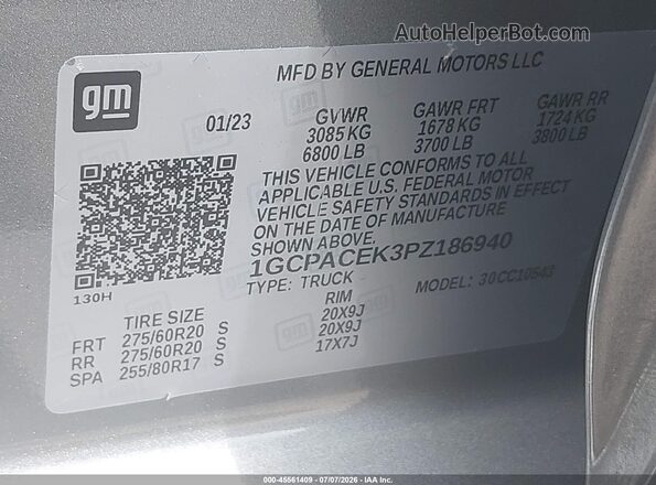 1GCPACEK3PZ186940 2023 CHEVROLET SILVERADO Silver Vista del compartimento del motor